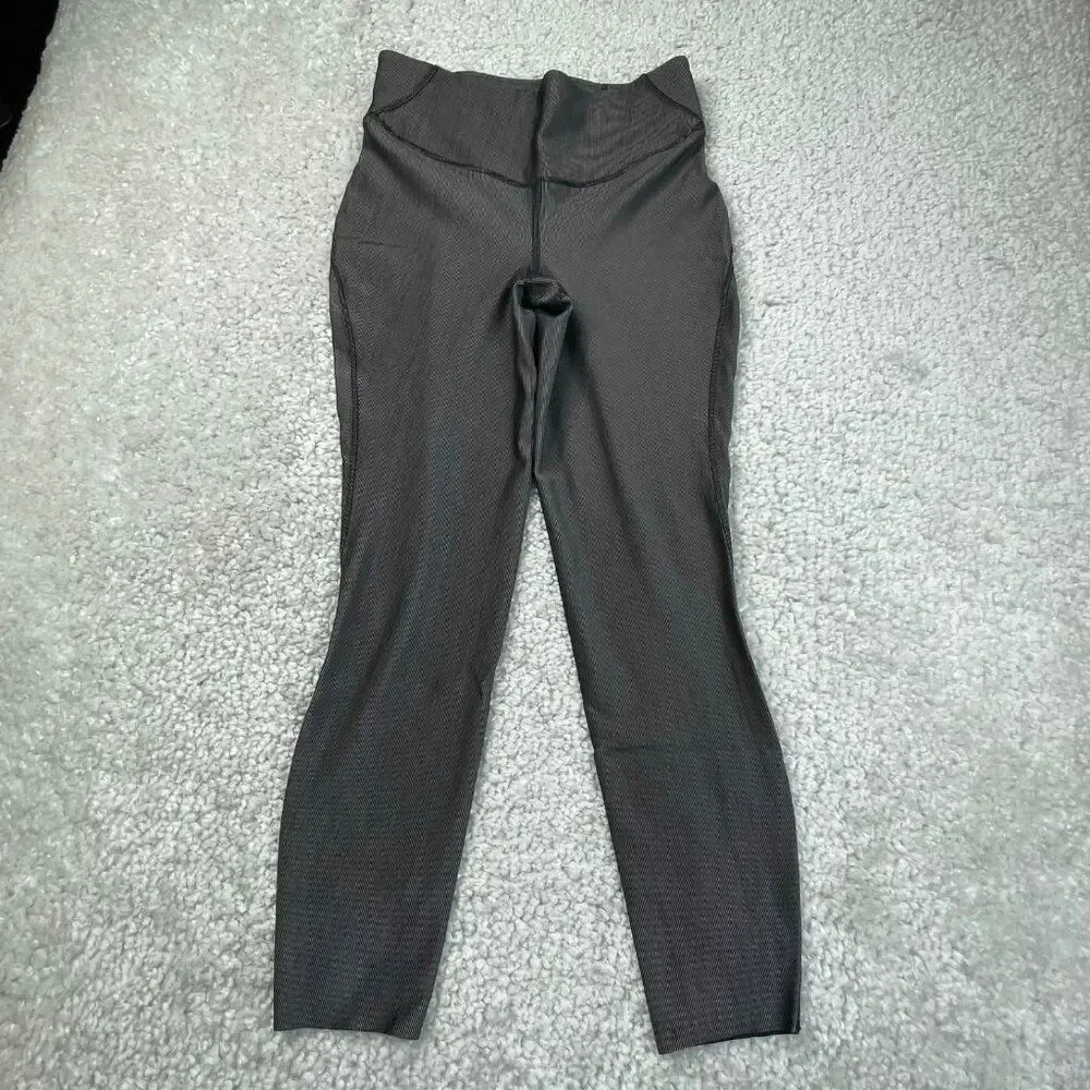 Lululemon Base Pace High Rise Tight Legging Two Toned Ribbed Black Womens 8